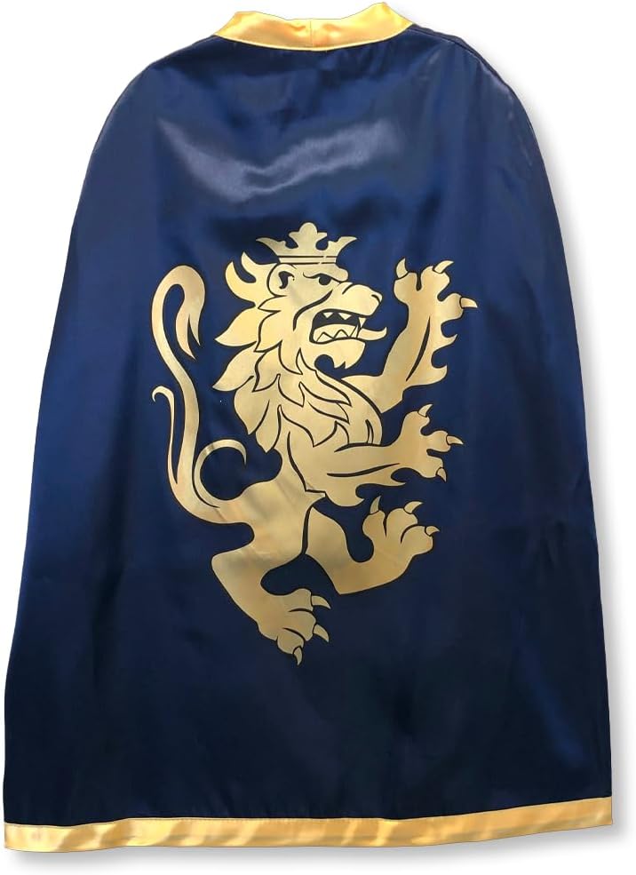 (image for) Noble Knight Cape For Boys in Royal Blue Satin look.